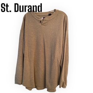 St. Durand tan Cotton Long Sleeve Henley XL